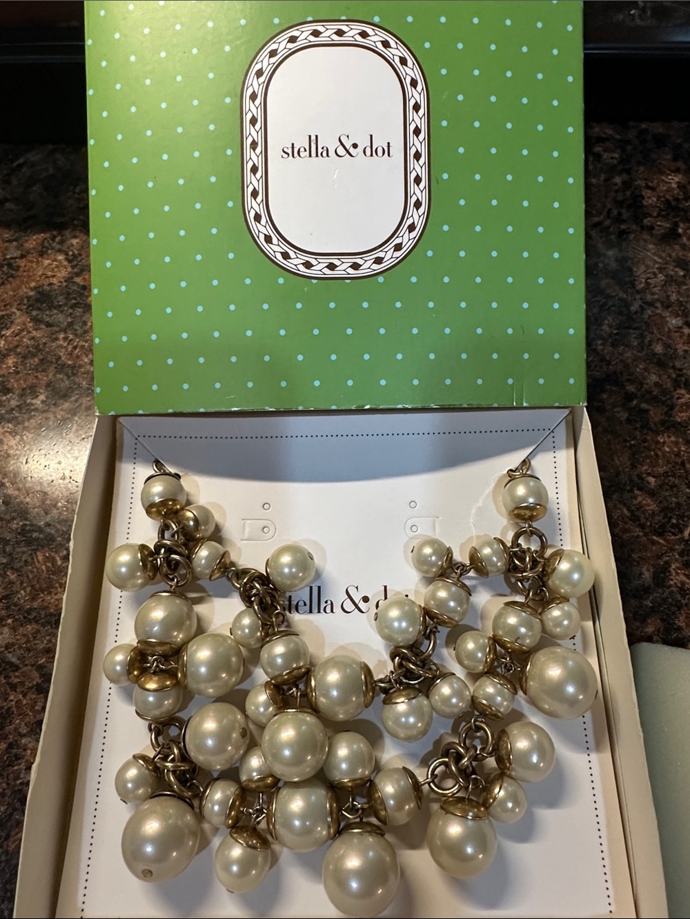 Stella & Dot Gold-Tone Cluster Faux Pearl Necklace - Daphne Pearl Necklace